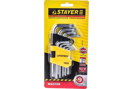 Купить Набор STAYER "MASTER" Ключи имбусовые короткие Cr-V сатинированное покрытие 2743-H9 фото №1