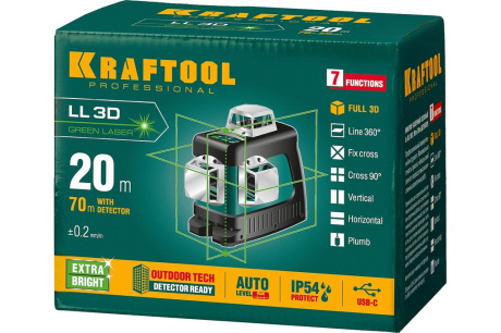 Купить KRAFTOOL LL 3D зеленый лазерный нивелир 34641 фото №5