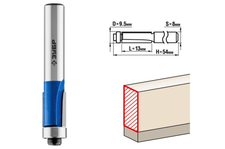 Купить Фреза 28727-9.5-13 -9 5х13мм кромочная с нижним подшип Зубр фото №1