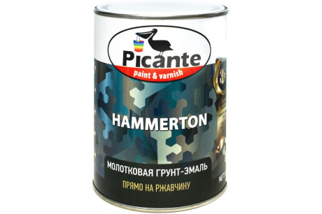 Купить Эмаль молотковая HAMMERTON темно-зеленая 0 75л  PICANTE 10420-6005.BB фото №1