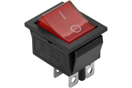 Купить Выключатель клавишный красный с подсветкой 4 контакта  250В  16А  ВКЛ-ВЫКЛ  тип RWB-502  SC-767  IRS фото №1